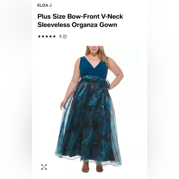 eliza j organza dress Eliza J Women's Gown Style Floral Organza Sleeveless Jewel Neck Dress, Size 6